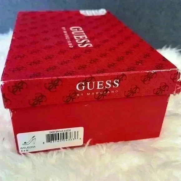 Guess Wgleona Vintage Dark Brown Suede 4” Heels with Back Strap Womens Size 6.5 - Picture 15 of 16